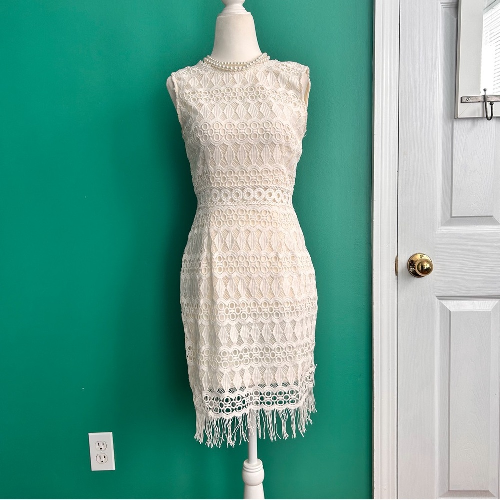 Lulus Kenna White Crochet Lace Sleeveless Bodycon Dress Small - Picture 5 of 8